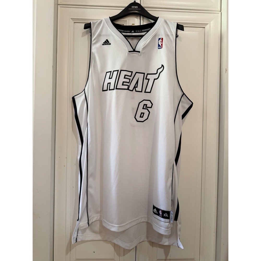 Adidas LeBron James Miami Heat NBA Jersey Mens 2XL‎ White  7679A 6